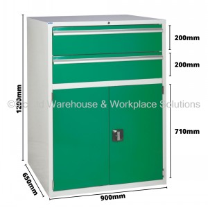 Euroslide Storage Cabinet 2 Drawer & Cupboard 1200mm